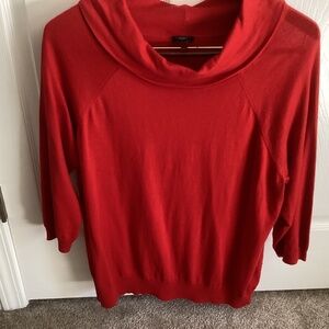 Ladies Talbots Red Sweater CowlNeckline 3/4 Sleeve Size 2X